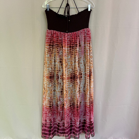 Three Eighty Two Smocked Chest /Tube/ Shoulder Straps Maxi Sz L - Picture 1 of 11